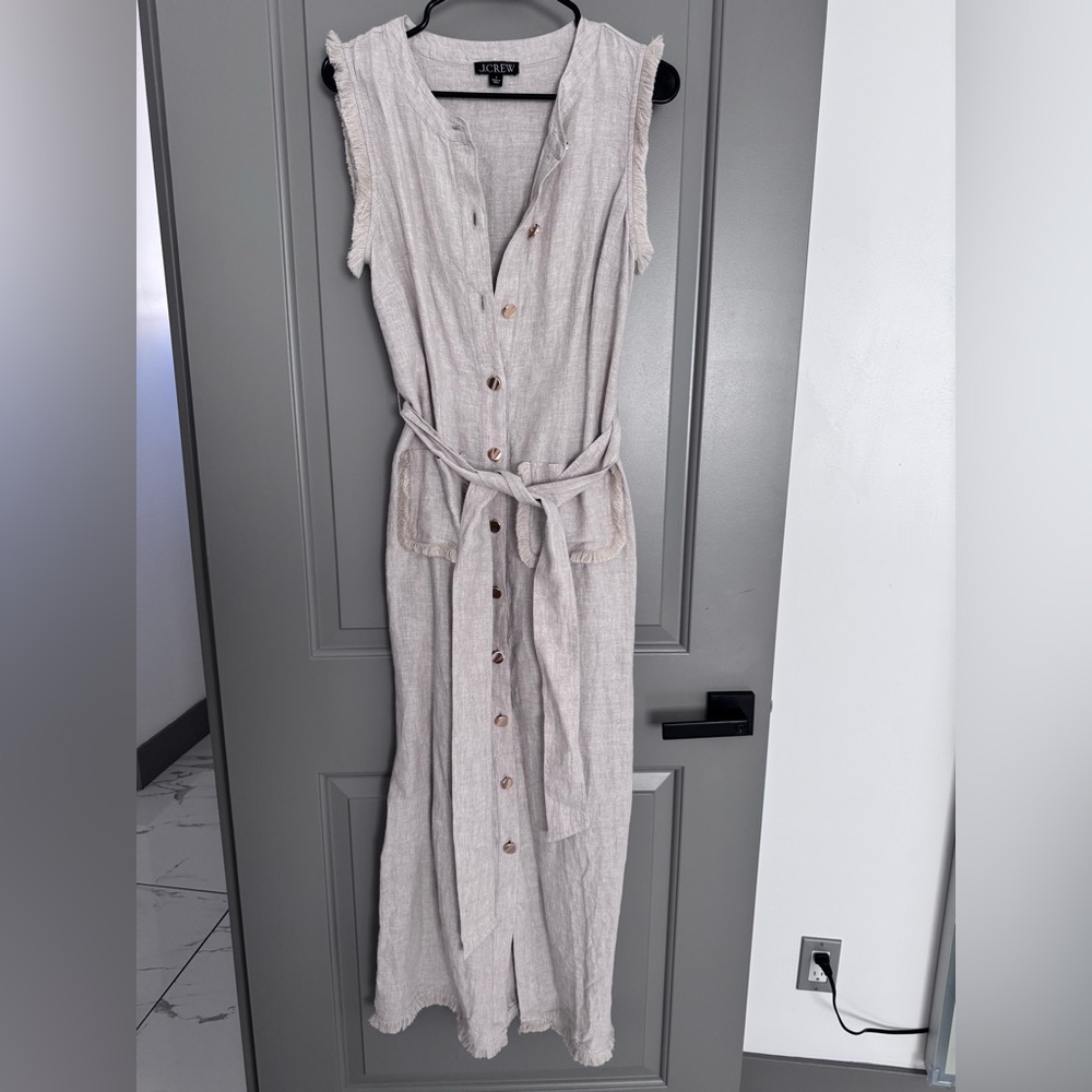 J crew linen dress in beige size small
